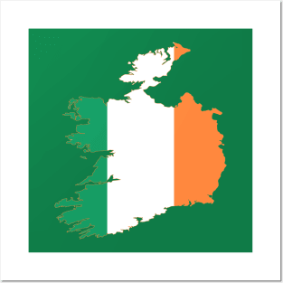 Ireland Rugby Fan Irish Tricolor Flag Map Posters and Art